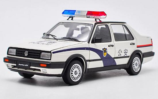 Diecast Volkswagen Jetta GT Model Police 1:18 Scale White