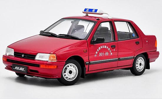 Diecast FAW XiaLi TJ7100 Sedan Model Taxi 1:18 Scale Red