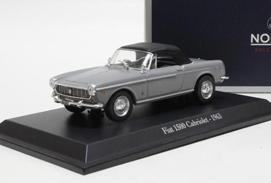 Diecast 1963 Fiat 1500 Cabriolet Model 1:43 Scale Gray By NOREV