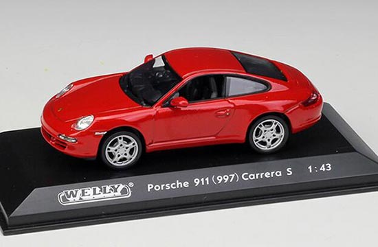Diecast Porsche 911 Carrera S Model Red 1:43 Scale By Welly