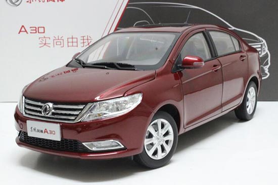 Diecast DongFeng A30 Car Model White / Wine Red 1:18 Scale