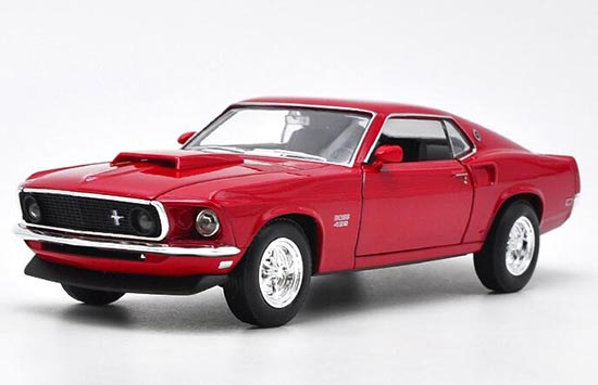 Diecast Ford Mustang Boss 429 Model 1:24 Black / Red By Welly