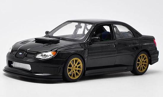 Diecast Subaru Impreza WRX STI Model Black / Blue 1:24 By Welly