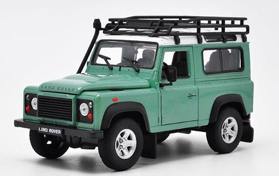 Diecast Land Rover Defender Model 1:24 Green / White By Welly