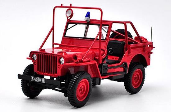 Diecast Willys Fire Department Model 1:18 Scale Red By NOREV