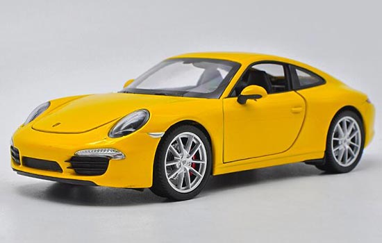 Diecast Porsche 911 Carrera S Model Red / Yellow 1:24 By Welly