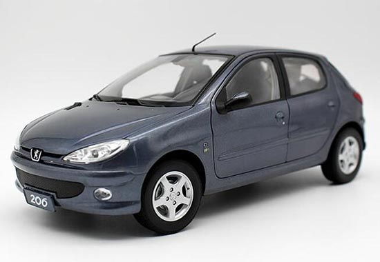 Diecast Peugeot 206 Model 1:16 Scale Blue-Gray / Green