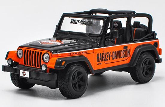 Diecast Jeep Wrangler Rubicon Model 1:24 Scale Black-Orange
