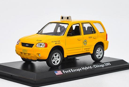 Diecast Ford Escape Hybrid 2005 Taxi Model 1:43 Scale Yellow