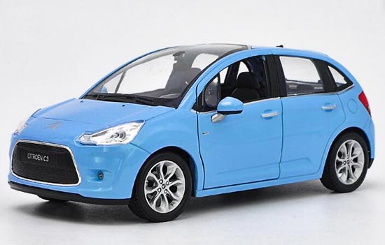 Diecast 2010 Citroen C3 Model 1:24 Scale Blue By Welly
