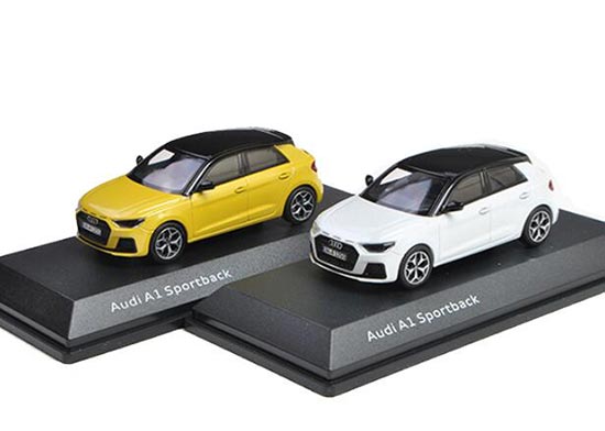 Diecast Audi A1 Sportback Model 1:43 Scale White / Yellow