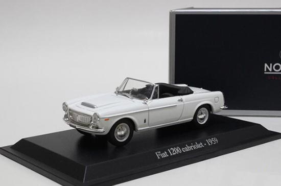 Diecast 1959 Fiat 1200 Cabriolet Model White 1:43 By NOREV