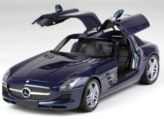 Diecast Mercedes Benz SLS AMG Model 1:18 Blue By Minichamps
