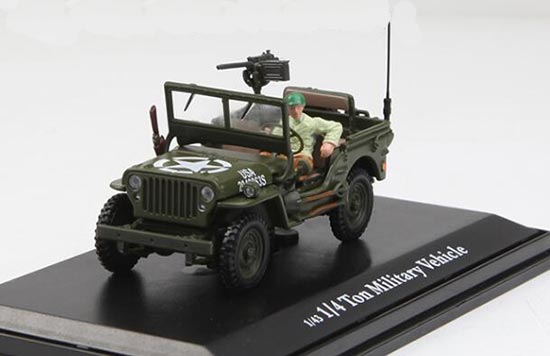 Diecast Willys 1/4 Ton Military Vehicle Model 1:43 Army Green