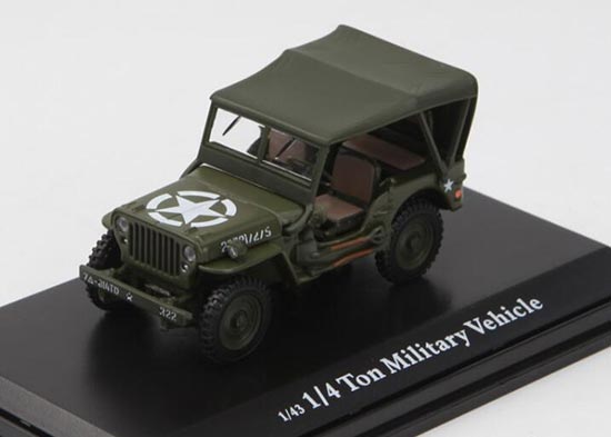 Diecast Willys 1/4 Ton Military Vehicle Model 1:43 Scale