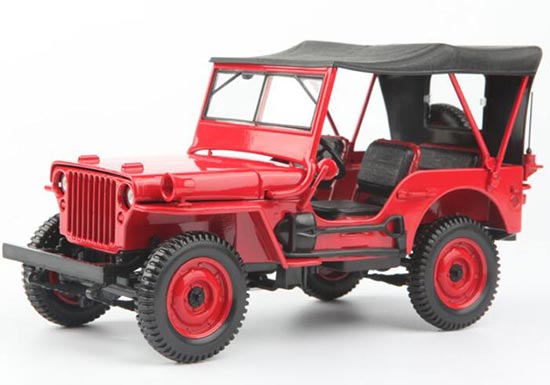 Diecast Willys Military Vehicle Model Red 1:18 Scale By NOREV