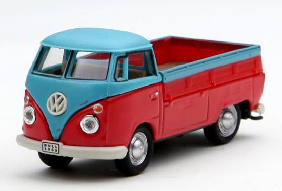 Diecast Volkswagen T1 Pickup Truck Model 1:72 Scale Red-Blue