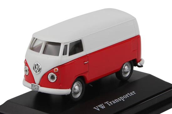 Diecast Volkswagen Transporter Bus Model 1:72 Scale Red-White