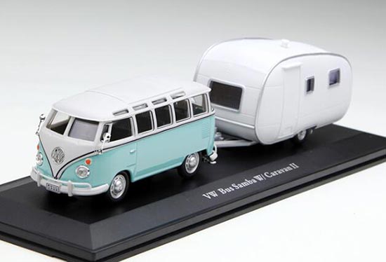 Diecast Volkswagen Samba Bus With Trailer Model 1:43 Scale