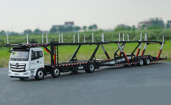 Diecast Foton Daimler Auman GTL Car Carrier Model 1:36 White