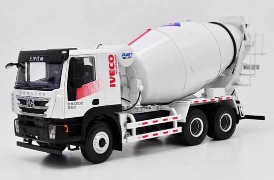 Diecast Hongyan Genlyon Concrete Mixer Truck Model 1:24 White