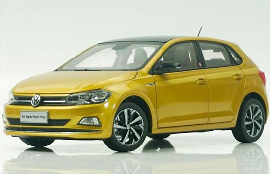Diecast 2019 Volkswagen New Polo Plus Model 1:18 Scale Golden