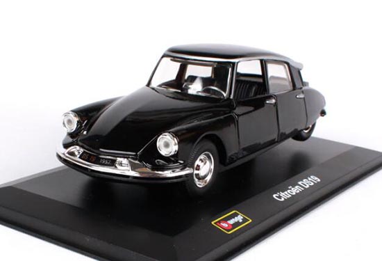 Diecast Citroen DS 19 Car Model 1:32 White / Black By Bburago