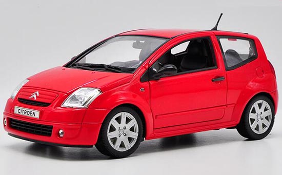 Diecast Citroen C2 Car Model 1:18 Scale Red By Welly
