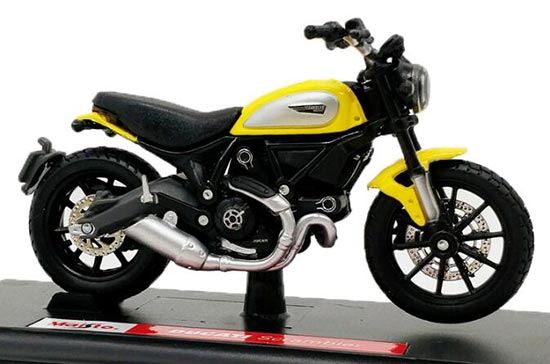 Diecast Ducati Scrambler Motorcycle Model 1:18 Yellow By MaiSto