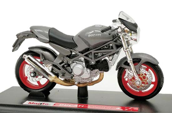 Diecast Ducati Monster S4 Motorcycle Model 1:18 Gray By MaiSto