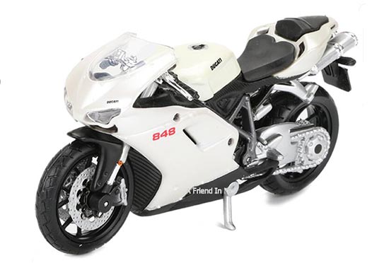 Diecast Ducati 848 Motorbike Model 1:18 Scale White By MaiSto