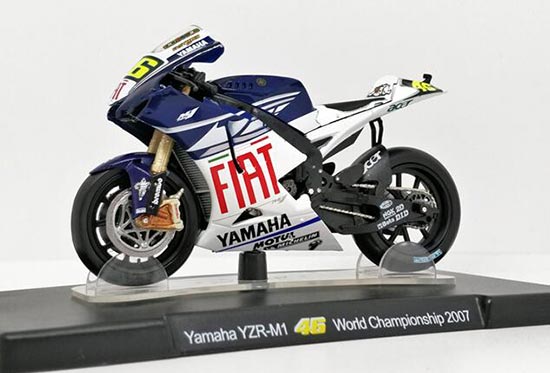Diecast 2007 Yamaha YZR-M1 Motorcycle Model 1:18 Blue By LEO