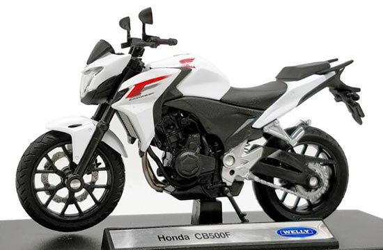 Diecast Honda CB500F Motorcycle Model 1:18 Scale White By Welly