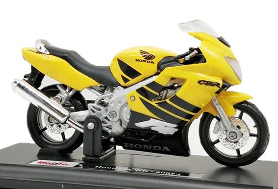 Diecast Honda CBR 600F4 Motorcycle Model 1:18 Yellow By Maisto
