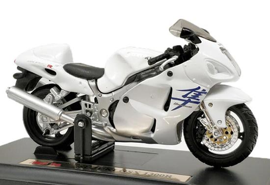 Diecast Suzuki GSX 1300R Motorcycle Model 1:18 White By Maisto