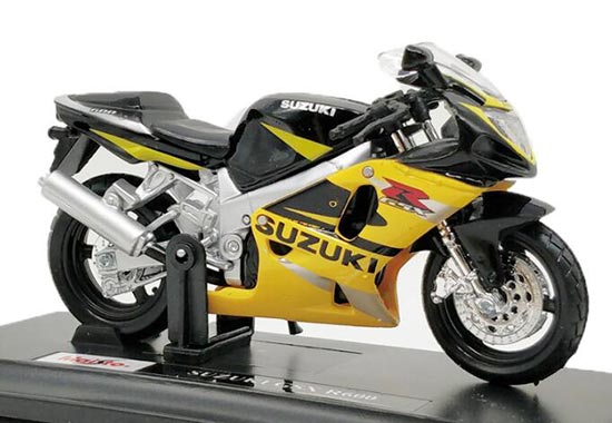 Diecast Suzuki GSX R600 Motorcycle Model 1:18 Yellow By Maisto