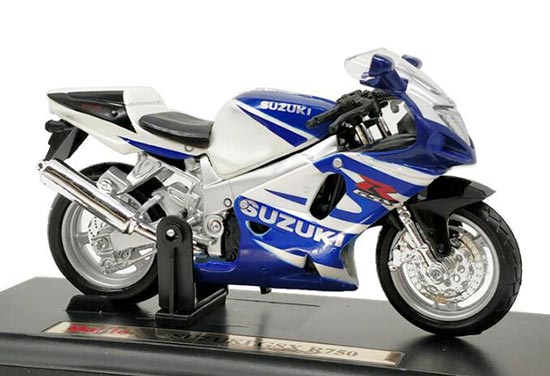 Diecast Suzuki GSX R750 Motorcycle Model 1:18 Blue By Maisto