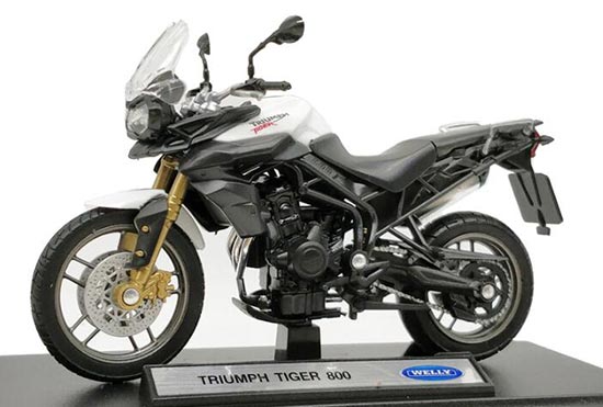 Diecast Triumph Tiger 800 Motorcycle Model 1:18 Black By Welly