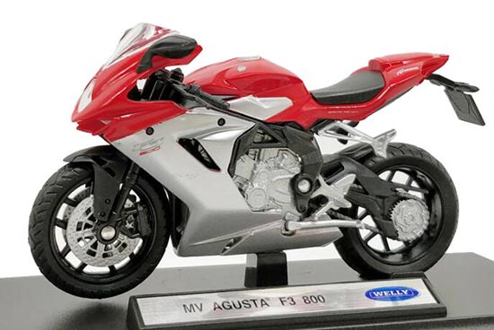 Diecast MV Agusta F3 800 Motorcycle Model 1:18 Red By Welly