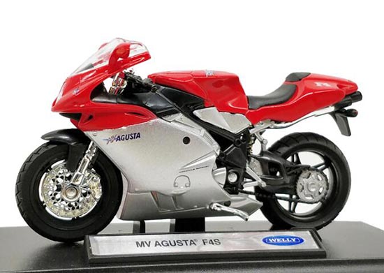Diecast MV Agusta F4S Motorcycle Model 1:18 Scale Red By Welly