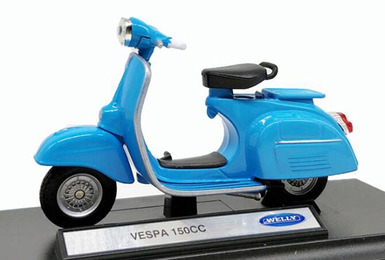 Diecast Vespa 150CC Scooter Model 1:18 Scale Blue By Welly