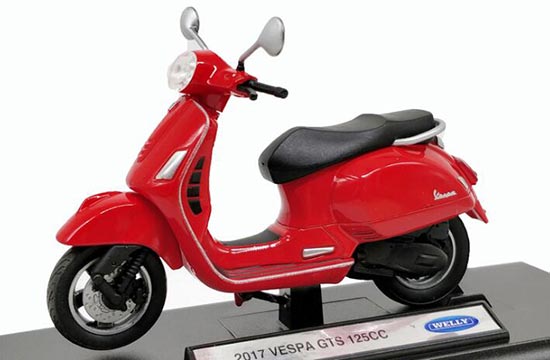 Diecast 2017 Vespa GTS 125CC Scooter Model 1:18 By Welly