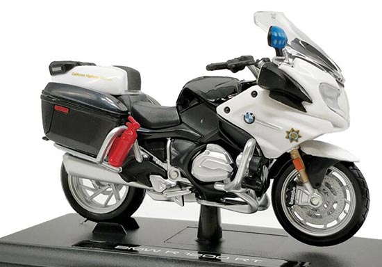 Diecast BMW R1200 RT Police Motorcycle Model 1:18 White Maisto