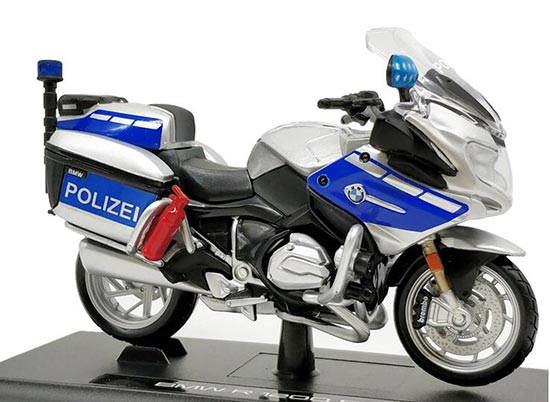 Diecast BMW R1200 RT Germany Police Motorcycle Model 1:18 Blue