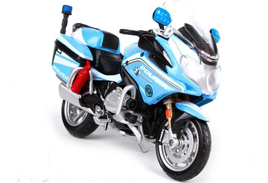 Diecast BMW R1200 RT Italy Police Motorcycle Model 1:18 Blue