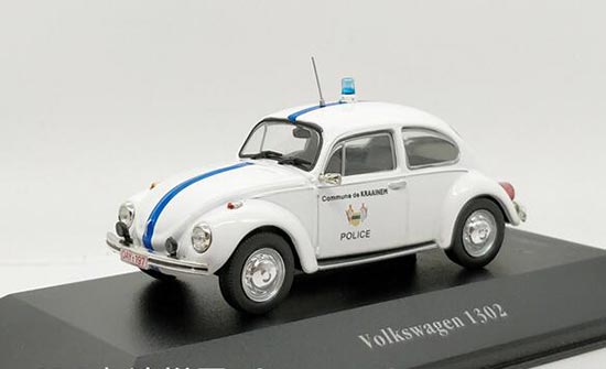 Diecast Volkswagen Beetle 1302 Police Model 1:43 White By Atlas