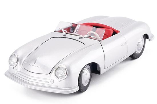 Diecast 1948 Porsche 356 no.1 Roadster Model 1:24 Silver Welly