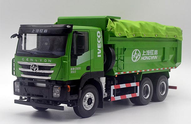 Diecast Hongyan Genlyon C500 Dump Truck Model 1:24 Scale Green