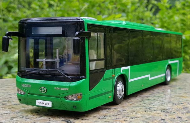 Diecast Higer KLQ6129GHEV City Bus Model 1:42 Scale Green