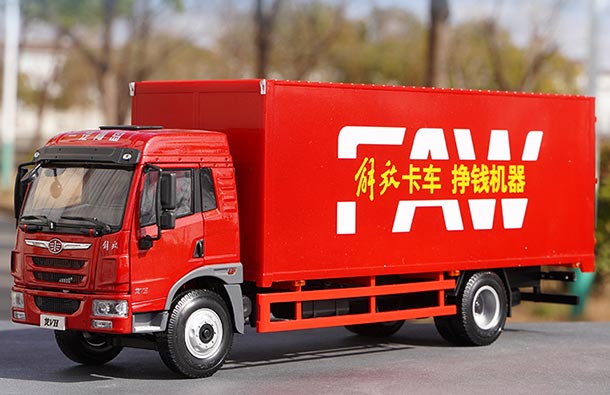 Diecast FAW Jiefang Box Truck Model 1:24 Scale Red